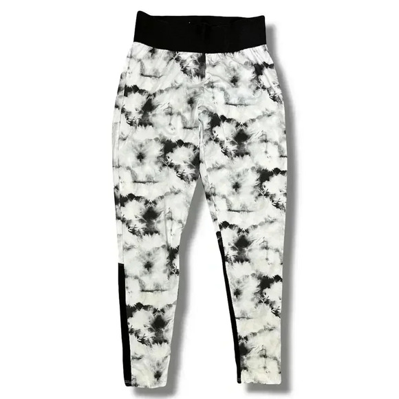 🌟 Series 8 Fitness Women's M Tie-Dye Stretch Leggings Black Panels Activewear 🌟 - Picture 1 of 6